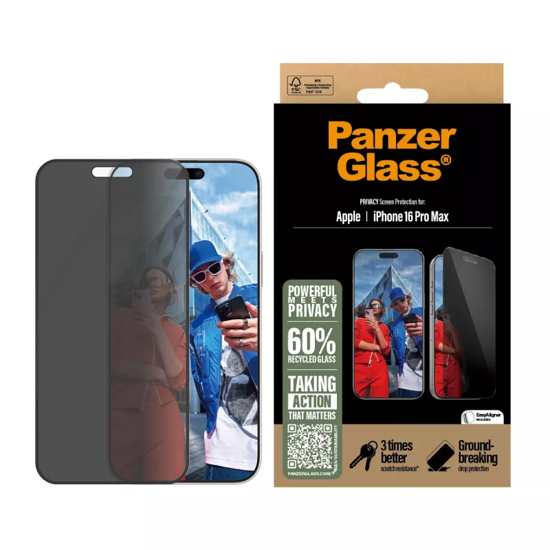 PanzerGlass ® Privatumo ekrano apsauga iPhone 16 Pro Max | Ultra-Wide Fit su EasyAligner