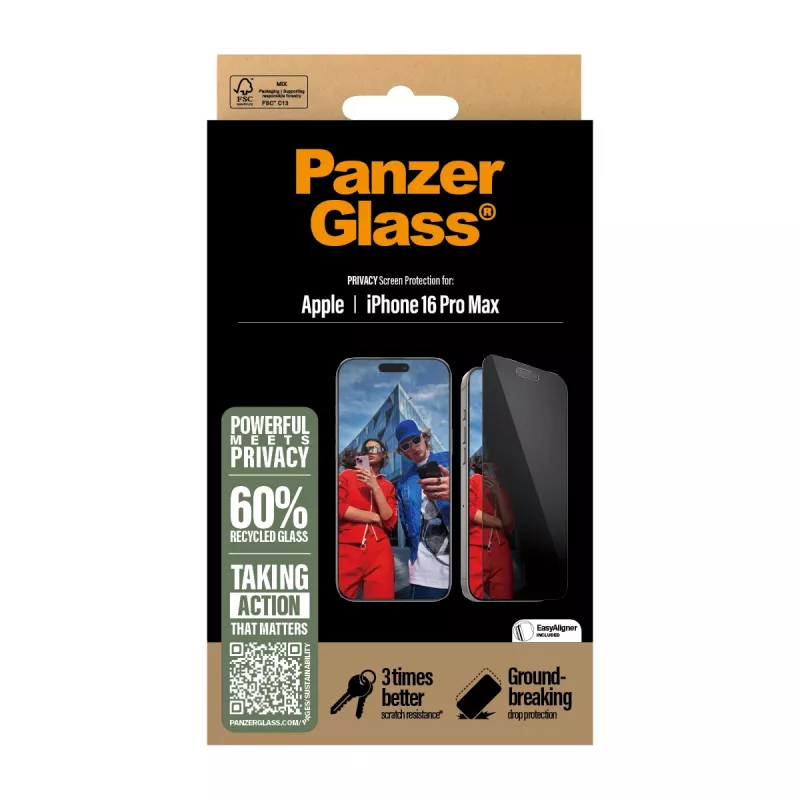 PanzerGlass ® Privatumo ekrano apsauga iPhone 16 Pro Max | Ultra-Wide Fit su EasyAligner