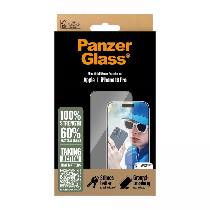 PanzerGlass ® Ekrano apsauga iPhone 16 Pro | Ultra-Wide Fit