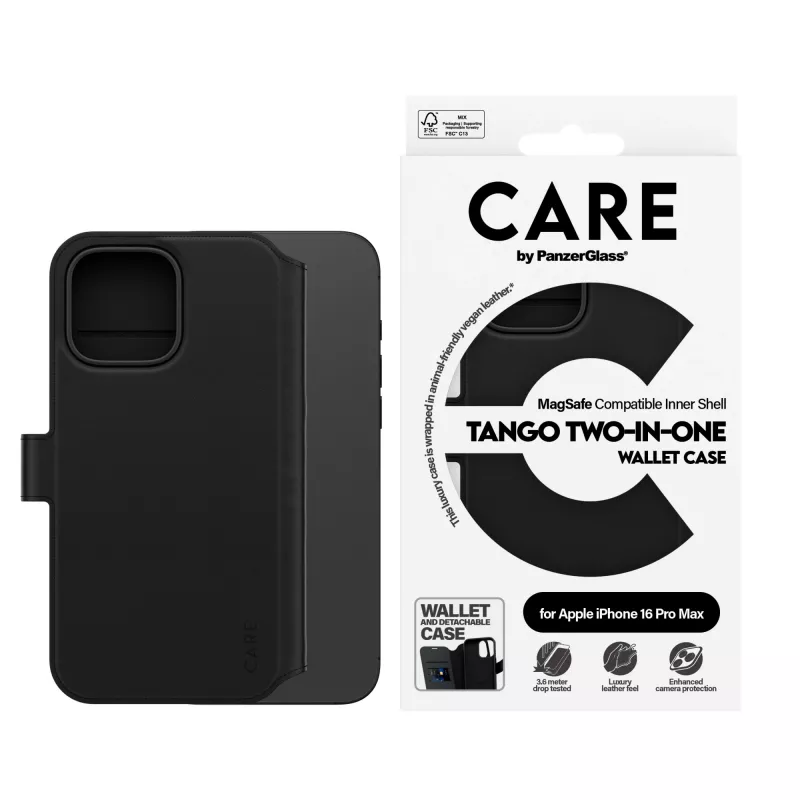 PanzerGlass CARE™ by ® Tango 2-in-1 piniginės dėklas su MagSafe, skirtas iPhone 16 Pro Max