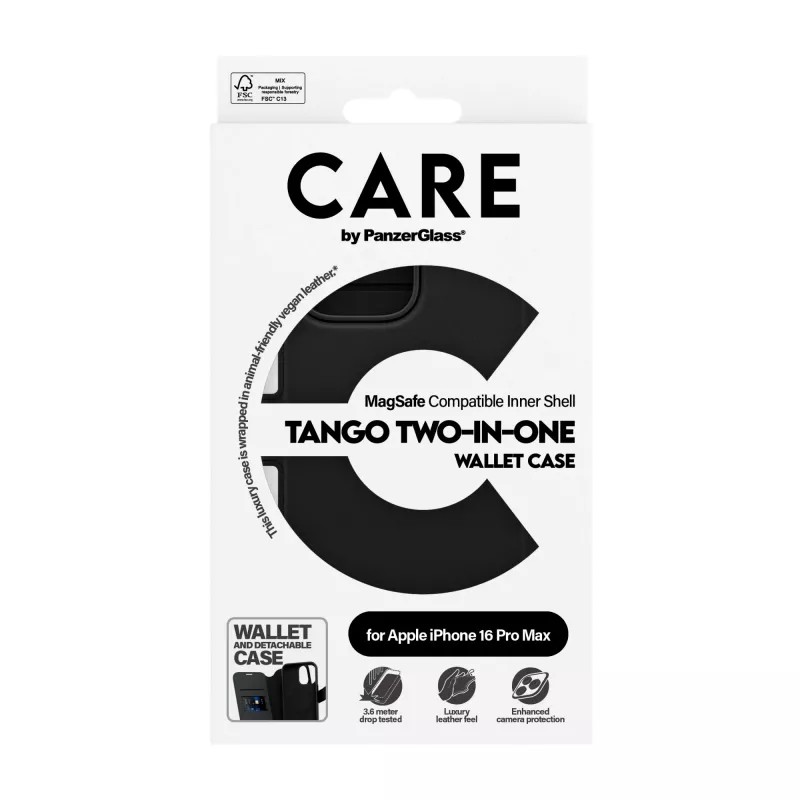 PanzerGlass CARE™ by ® Tango 2-in-1 piniginės dėklas su MagSafe, skirtas iPhone 16 Pro Max