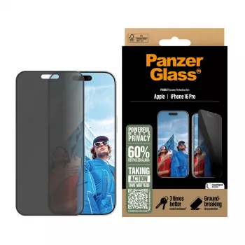 PanzerGlass ® Privatumo ekrano apsauga iPhone 16 Pro | Ultra-Wide Fit su EasyAligner