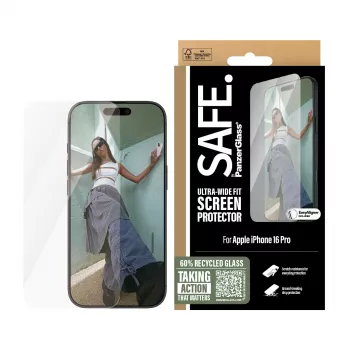 PanzerGlass SAFE. by ® iPhone 16 Pro ekrano apsauga | Ultra-Wide Fit
