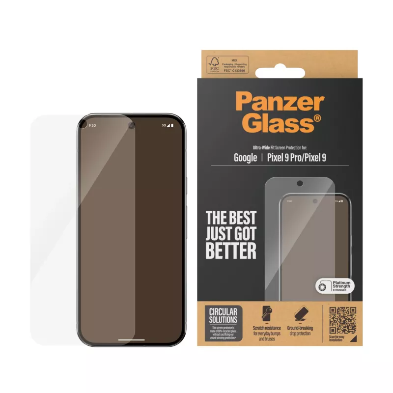 Ekrano apsauga PanzerGlass Google Pixel 9 | 9 Pro Ultra-Wide Fit Atspari įbrėžimams ir smūgiams