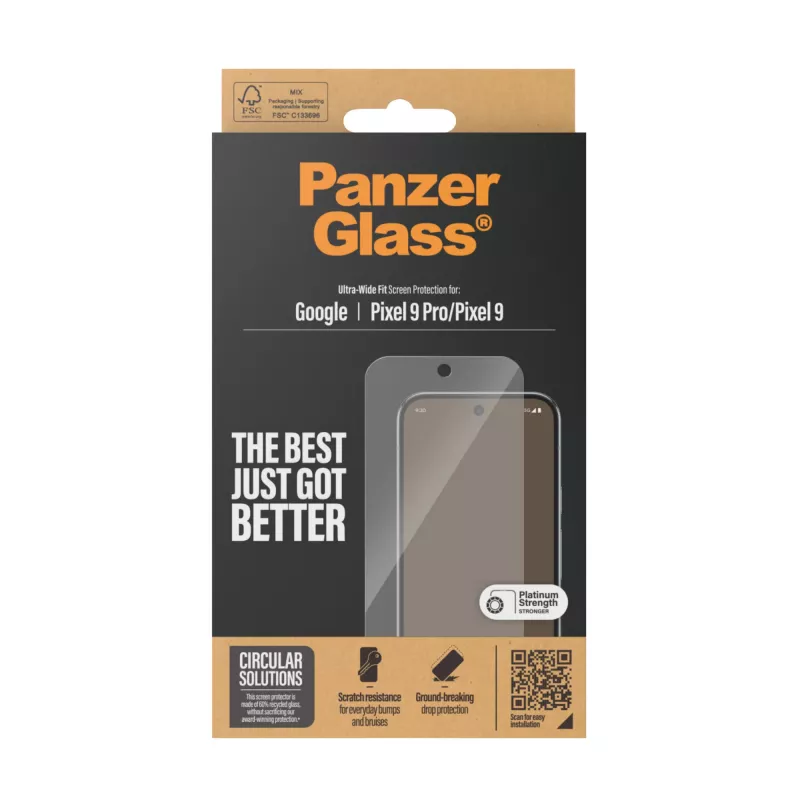 Ekrano apsauga PanzerGlass Google Pixel 9 | 9 Pro Ultra-Wide Fit Atspari įbrėžimams ir smūgiams