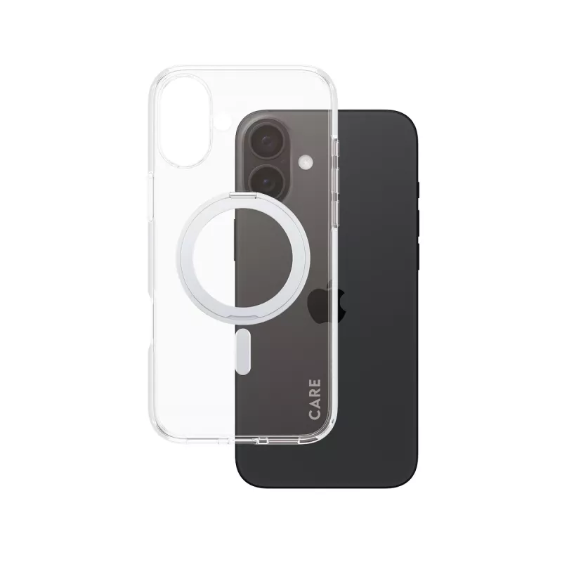 PanzerGlass CARE™ by ® dėklas permatomas su sidabriniu stovu ir MagSafe iPhone 16 Plus