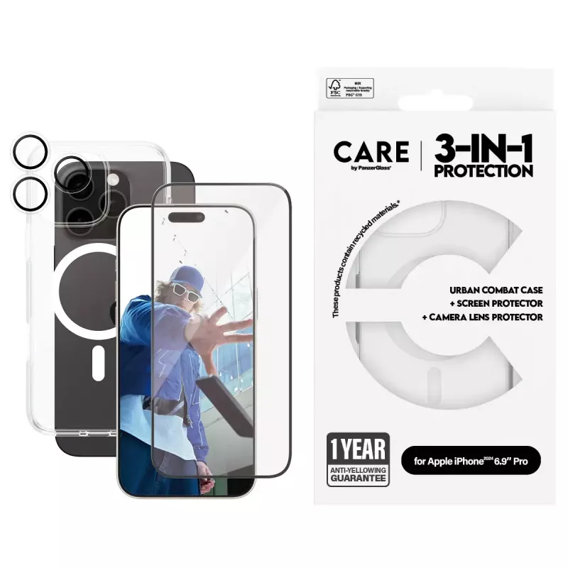 PanzerGlass ® | CARE by ® Flagship 3-in-1 rinkinys iPhone 16 Pro Max