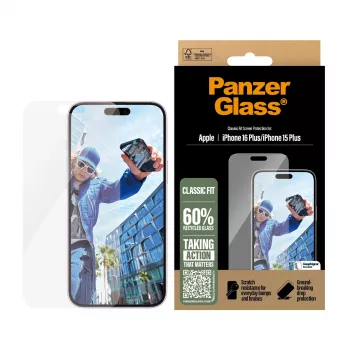 PanzerGlass® Ekrano apsauga iPhone 16 Plus | 15 Plus | Classic Fit
