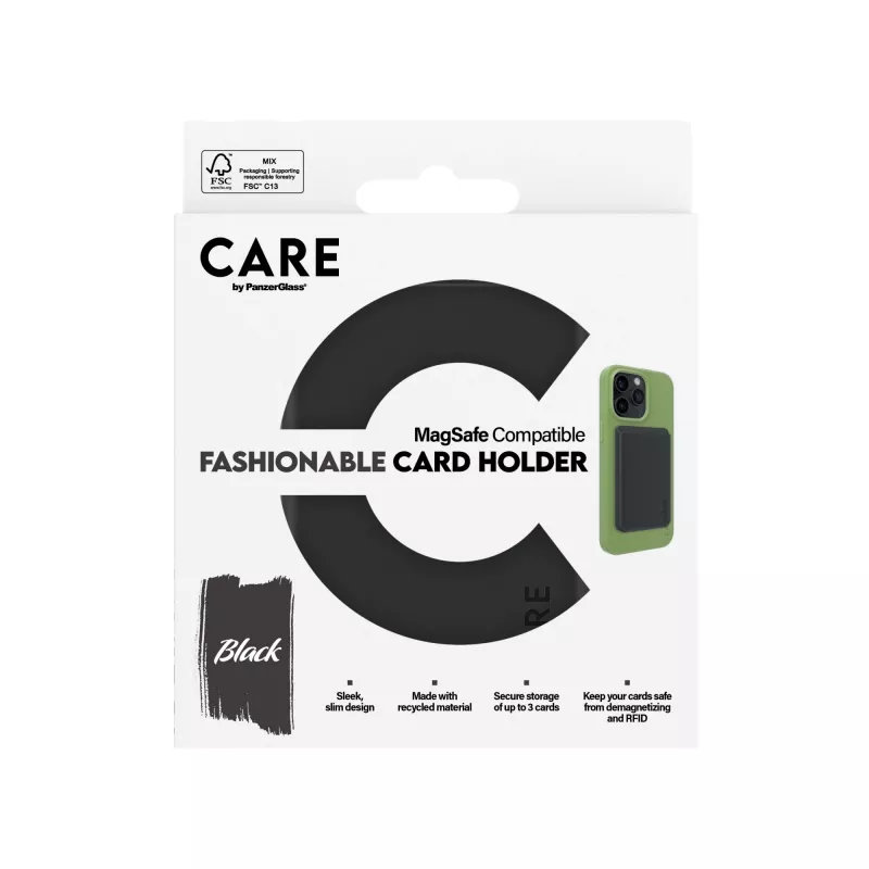 Cover PanzerGlass CARE by Fashionable Card Holder Juoda iPhone permatomas