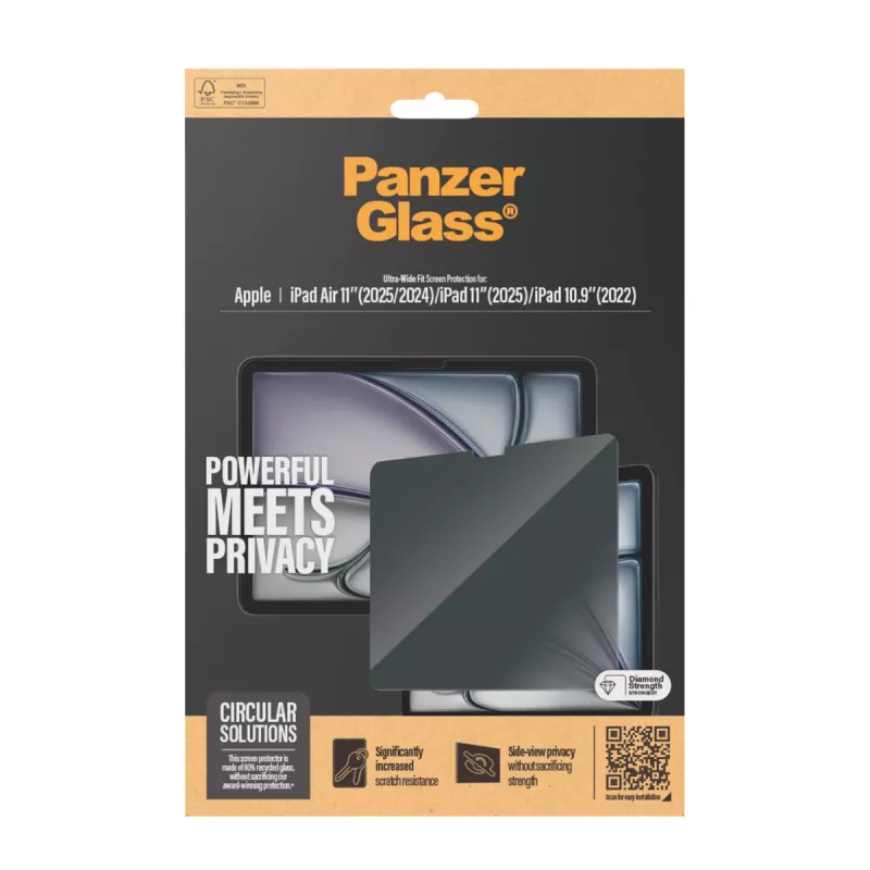 PanzerGlass ® Privatumo ekrano apsauga iPad Air 11'' (2024-2025) | iPad 11 col. (2025) | iPad 10.9'' (2022) | Itin platus pritaikymas