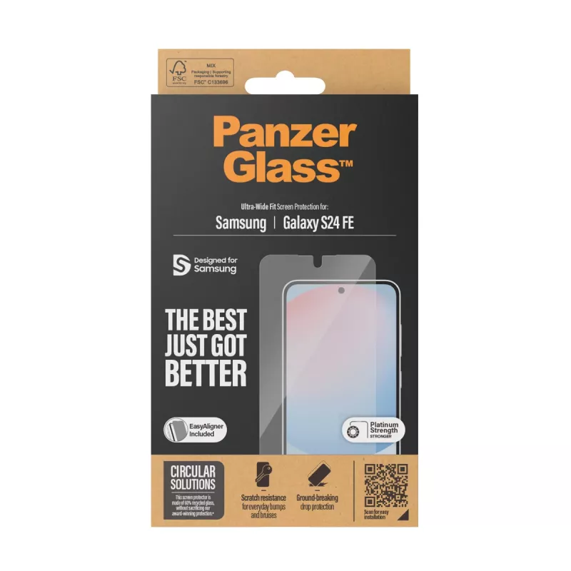 PanzerGlass® ekrano apsauga, skirta Samsung Galaxy S24 FE | Ultra-Wide Fit su EasyAligner