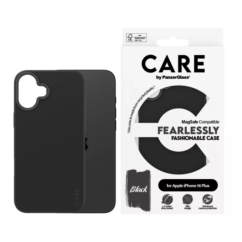 PanzerGlass CARE™ by ® Dėklas Black su MagSafe, skirtas iPhone 16 Plus, Dangtelis, Apple, Apple - iPhone 16 Plus, Juoda