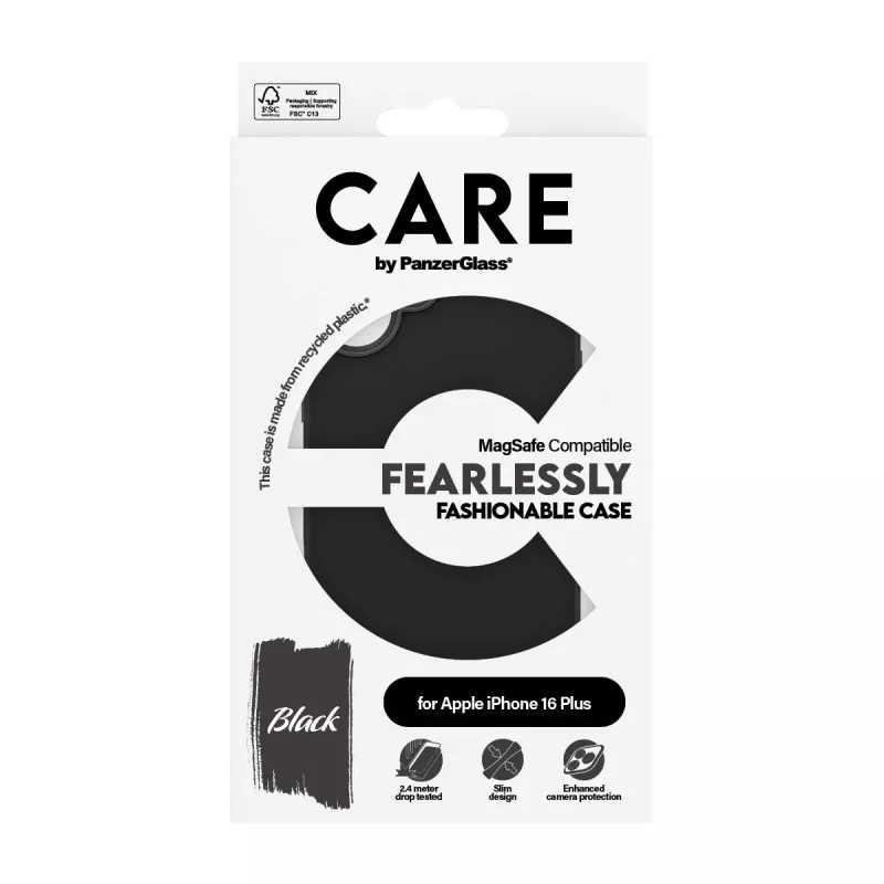 PanzerGlass CARE™ by ® Dėklas Black su MagSafe, skirtas iPhone 16 Plus, Dangtelis, Apple, Apple - iPhone 16 Plus, Juoda
