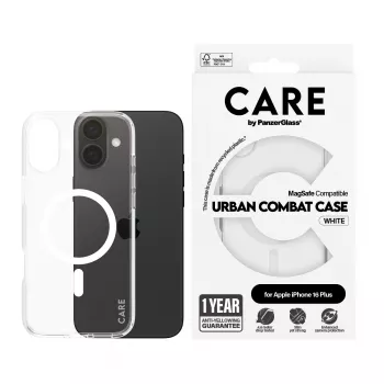 PanzerGlass CARE™ by ® Urban Combat Case Skaidrus su Baltu MagSafe iPhone 16 Plus