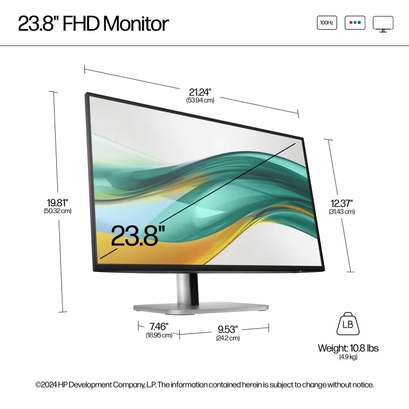 HP Series 5 Pro 23,8 col. FHD monitorius - 524pf, 60,5 cm (23,8 col.), 1920 x 1080 pikselių, Full HD, LCD, 5 ms, juoda, sidabrinė