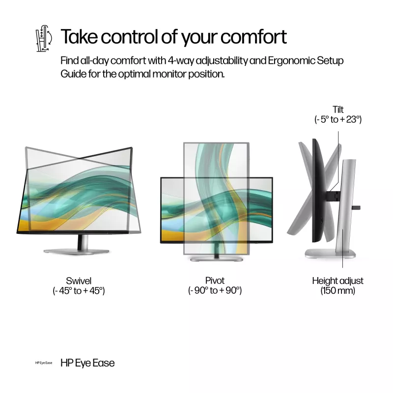 HP Series 5 Pro 23,8 col. FHD monitorius - 524pf, 60,5 cm (23,8 col.), 1920 x 1080 pikselių, Full HD, LCD, 5 ms, juoda, sidabrinė