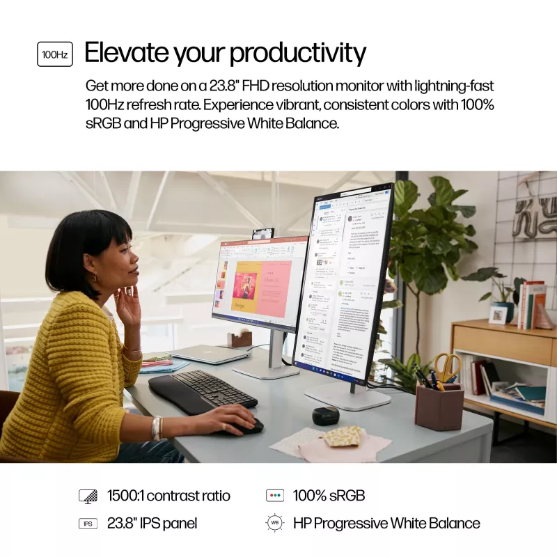 HP Series 5 Pro 23,8 col. FHD monitorius - 524pf, 60,5 cm (23,8 col.), 1920 x 1080 pikselių, Full HD, LCD, 5 ms, juoda, sidabrinė