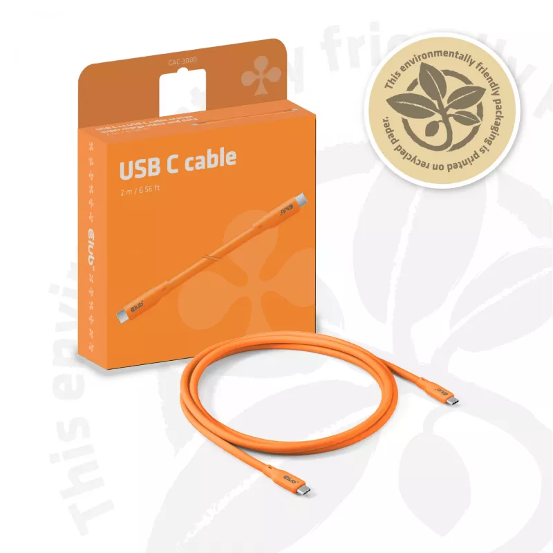 CLUB3D Kabel / Adapter USB kabelis USB4 Gen 2x2 2 m USB C oranžinis