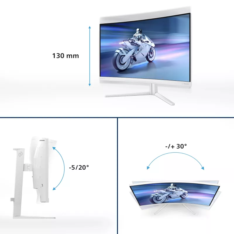 Philips Evnia 5000 32M2C5501/00 kompiuterio monitorius 80 cm (31,5 colio) 2560 x 1440 pikselių Quad HD LCD Baltas