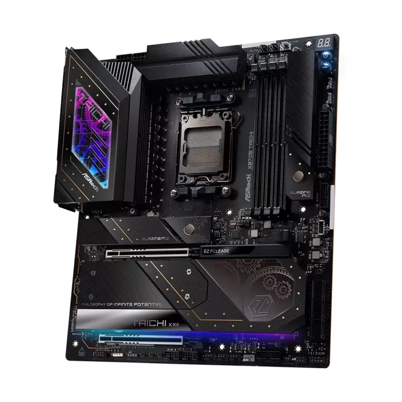 Pagrindinė plokštė ASRock X870E Taichi — AMD X870E, Socket AM5, Extended ATX, DDR5, 4 DIMM, iki 256GB, Wi‑Fi 7, 5Gb LAN
