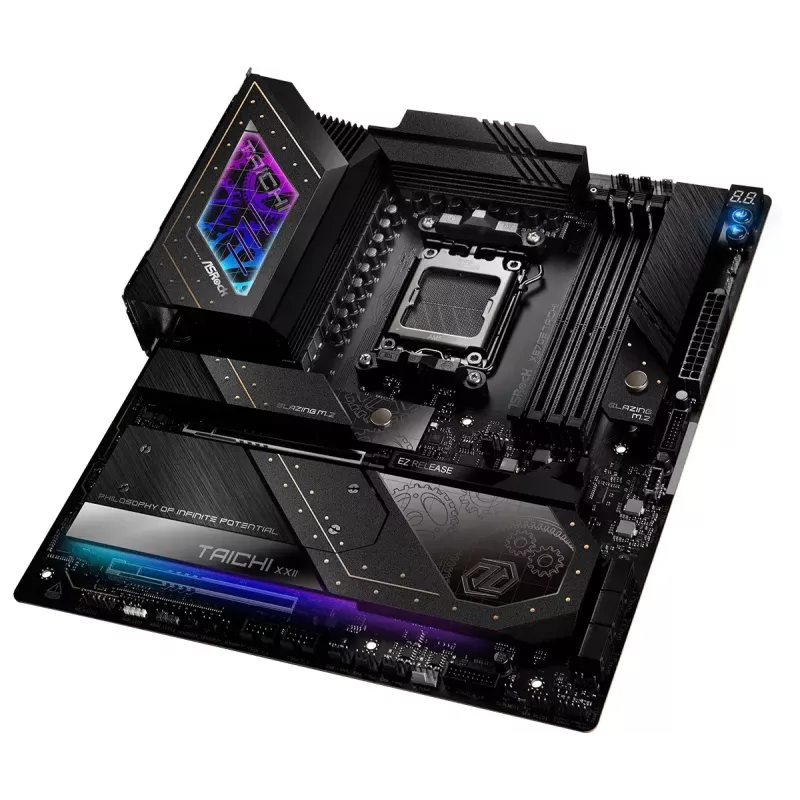 Pagrindinė plokštė ASRock X870E Taichi — AMD X870E, Socket AM5, Extended ATX, DDR5, 4 DIMM, iki 256GB, Wi‑Fi 7, 5Gb LAN