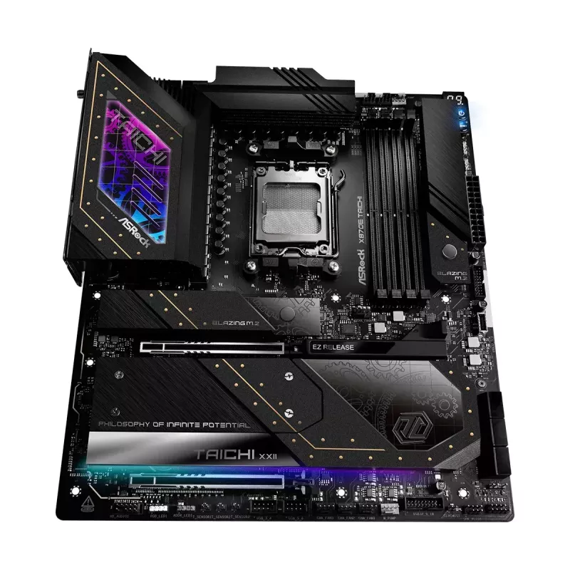Pagrindinė plokštė ASRock X870E Taichi — AMD X870E, Socket AM5, Extended ATX, DDR5, 4 DIMM, iki 256GB, Wi‑Fi 7, 5Gb LAN