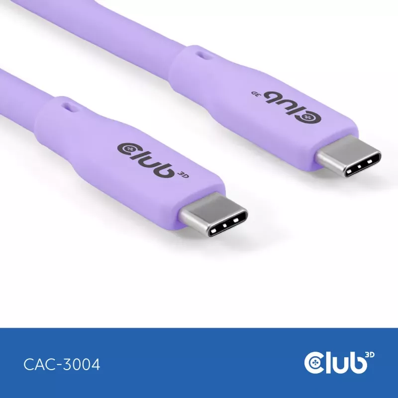USB C laidas CLUB3D CAC-3004 2m violetinis