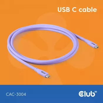 USB C laidas CLUB3D CAC-3004 2m violetinis