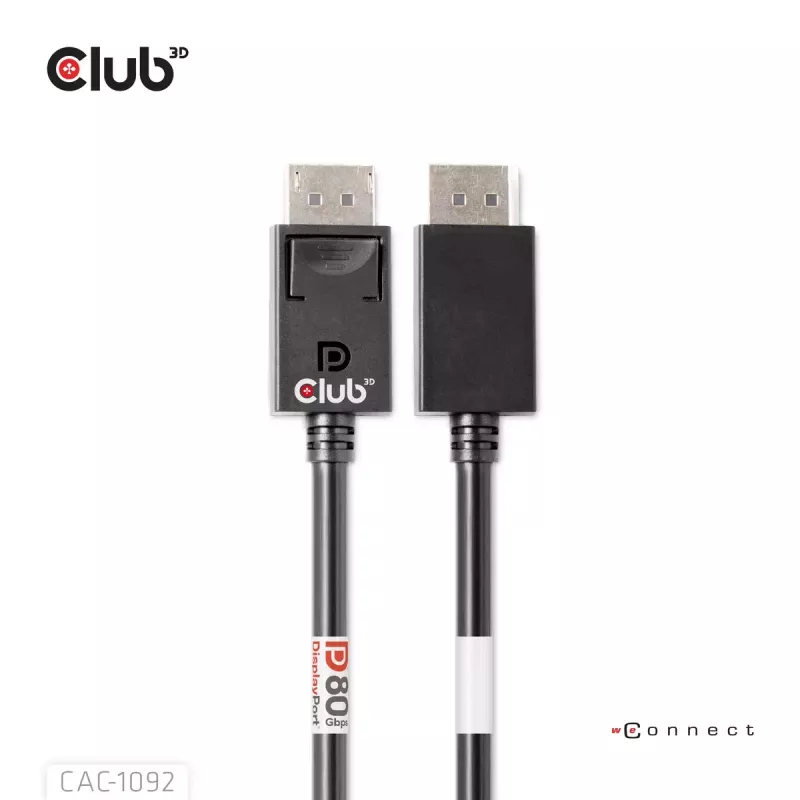 CLUB3D DisplayPort™ 2.1 Bi-Directional VESA DP80 Certified kabelis 4K240Hz, 8K60Hz or 10K60Hz M/M 1.6m/5.25ft