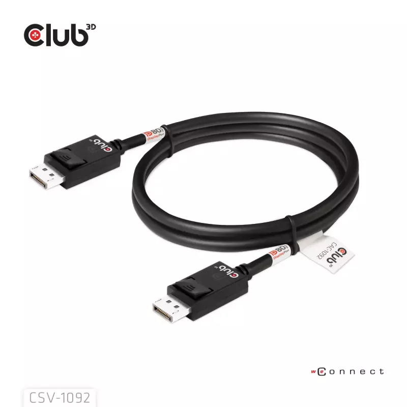 CLUB3D DisplayPort™ 2.1 Bi-Directional VESA DP80 Certified kabelis 4K240Hz, 8K60Hz or 10K60Hz M/M 1.6m/5.25ft