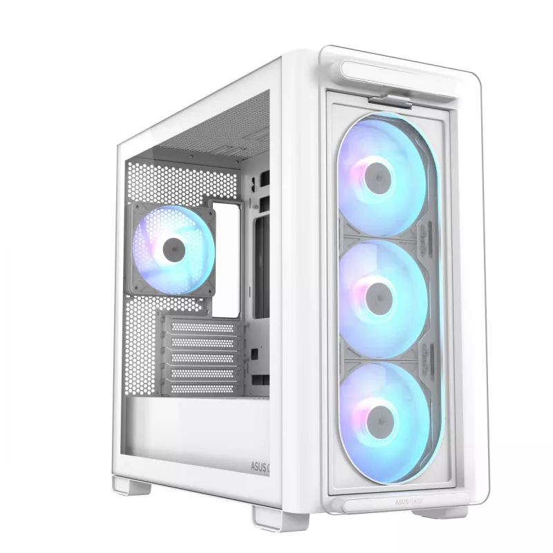 ASUS A23 PLUS TG ARGB WHITE, PC, Balta, micro ATX, Mini-ITX, Multi, 16,5 cm, 38 cm