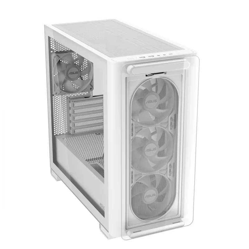 ASUS A23 PLUS TG ARGB WHITE, PC, Balta, micro ATX, Mini-ITX, Multi, 16,5 cm, 38 cm