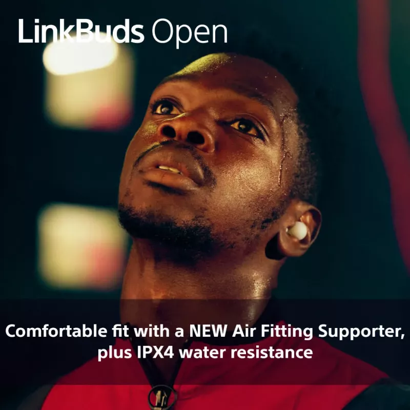 Ausinės „Sony LinkBuds Open“ WFL910B – belaidės Bluetooth į ausį, 20–20 000 Hz, 10 m atstumas, 63 g, juodos