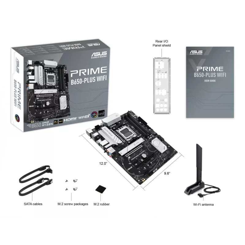 Motininė plokštė ASUS PRIME B650-PLUS WIFI ATX — AMD B650, Socket AM5, DDR5, 4 DIMM, 192 GB, Wi‑Fi 6E, 2.5Gb LAN