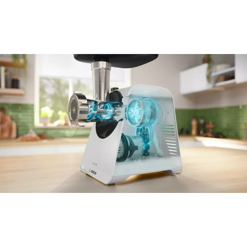 Mėsmalė Bosch Serie 4 MFWS420W 1300 W, 2 greičiai, atbulinė eiga, balta