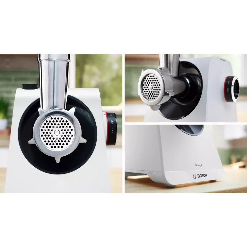 Mėsmalė Bosch Serie 4 MFWS420W 1300 W, 2 greičiai, atbulinė eiga, balta