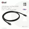 USB Type-C laidas CLUB3D CAC-1570 1,2 m — 80 Gbps, 240 W, palaiko 8K@240 Hz, juodas
