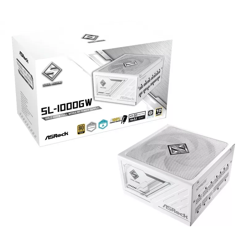 ASROCK maitinimo blokas Steel Legend Sl-1000gw 1000w 80+ Gold White ATX