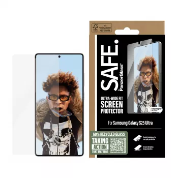 PanzerGlass SAFE. by ® Samsung Galaxy S25 Ultra ekrano apsauga | Ultra-Wide Fit su EasyAligner