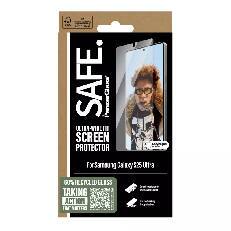 PanzerGlass SAFE. by ® Samsung Galaxy S25 Ultra ekrano apsauga | Ultra-Wide Fit su EasyAligner