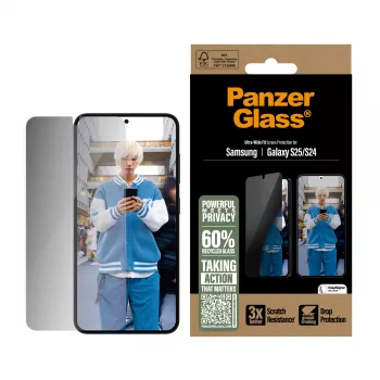 PanzerGlass ® Privatumo ekrano apsauga Samsung Galaxy S25 | S24 | Ultra-Wide Fit