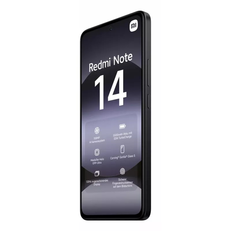 Išmanusis telefonas „Xiaomi Redmi Note 14“ 6,67 colio AMOLED 120 Hz, 6 GB RAM, 128 GB, 108 MP, 5500 mAh, IP54, juodas
