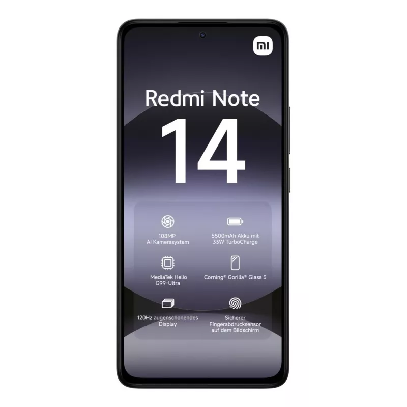 Išmanusis telefonas „Xiaomi Redmi Note 14“ 6,67 colio AMOLED 120 Hz, 6 GB RAM, 128 GB, 108 MP, 5500 mAh, IP54, juodas