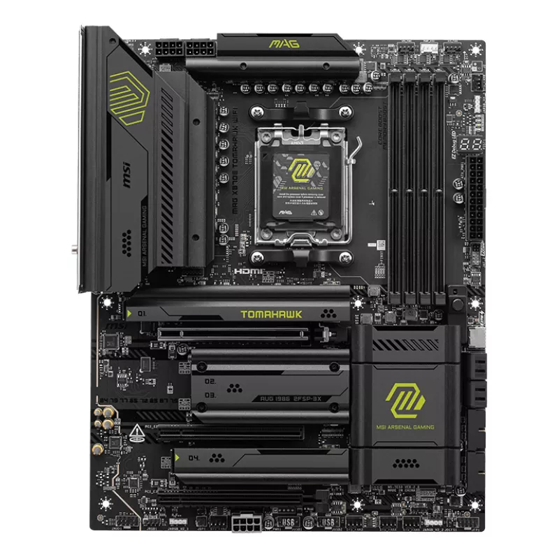 Pagrindinė plokštė MSI MAG X870E TOMAHAWK WIFI — AMD X870E, Socket AM5, ATX, 4x DDR5 DIMM, 4x M.2, Wi‑Fi, 5Gb Ethernet