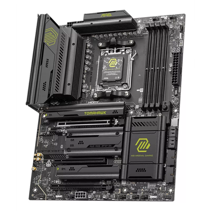 Pagrindinė plokštė MSI MAG X870E TOMAHAWK WIFI — AMD X870E, Socket AM5, ATX, 4x DDR5 DIMM, 4x M.2, Wi‑Fi, 5Gb Ethernet