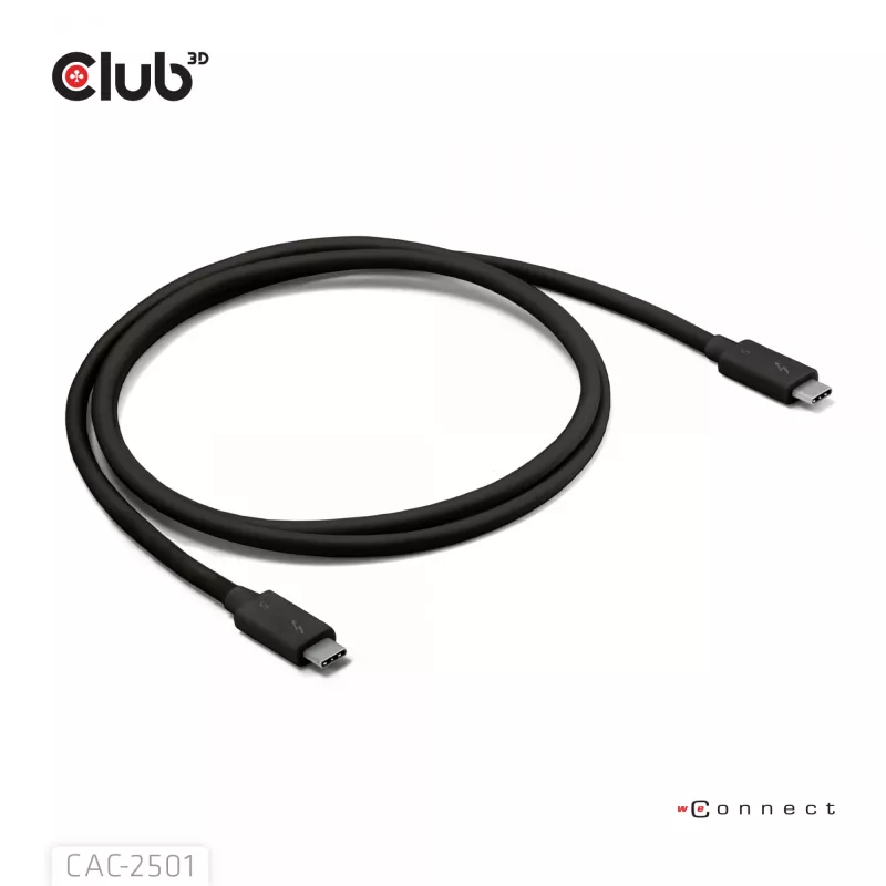 CLUB3D Thunderbolt™ 5 sertifikuotas 8K240Hz duomenų 80/120 Gbps EPR 240 vatų kabelis M/M 1m / 3,28 pėdos
