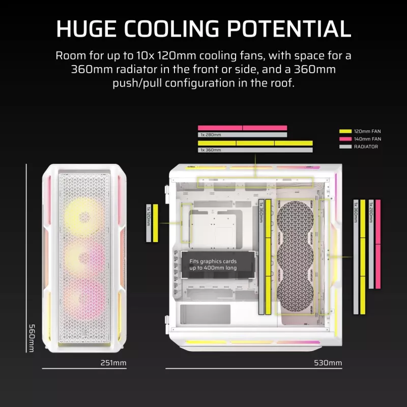 CORSAIR PC korpusas - Geh Midi 5000T LX RGB (grūdintas stiklas) baltas