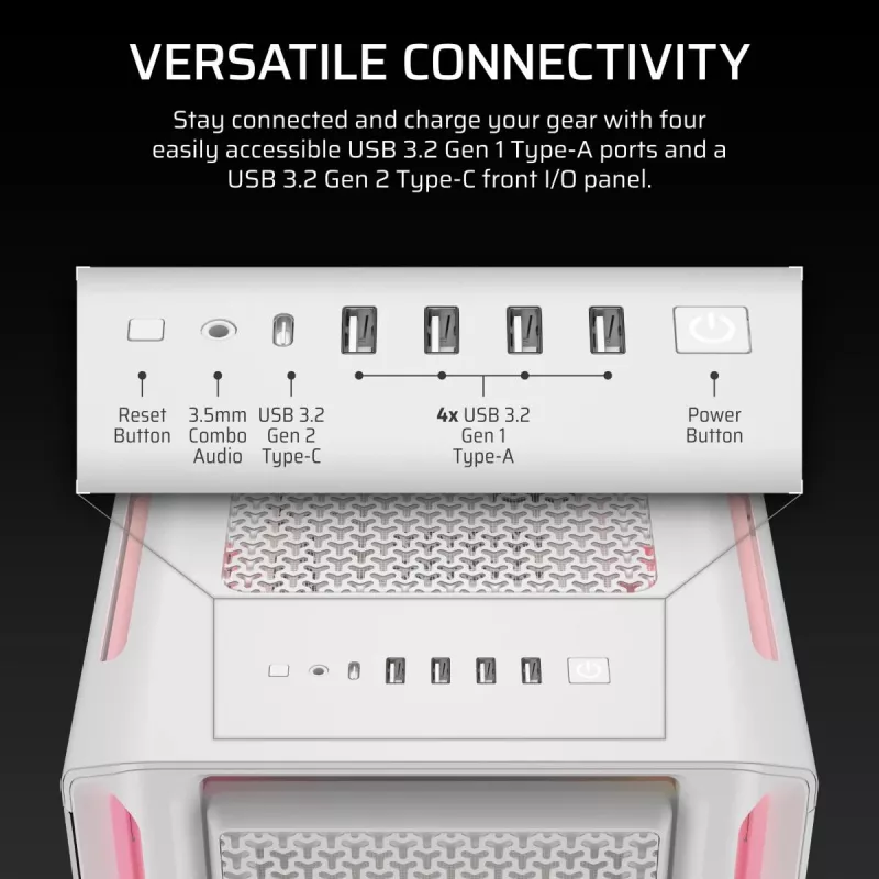 CORSAIR PC korpusas - Geh Midi 5000T LX RGB (grūdintas stiklas) baltas