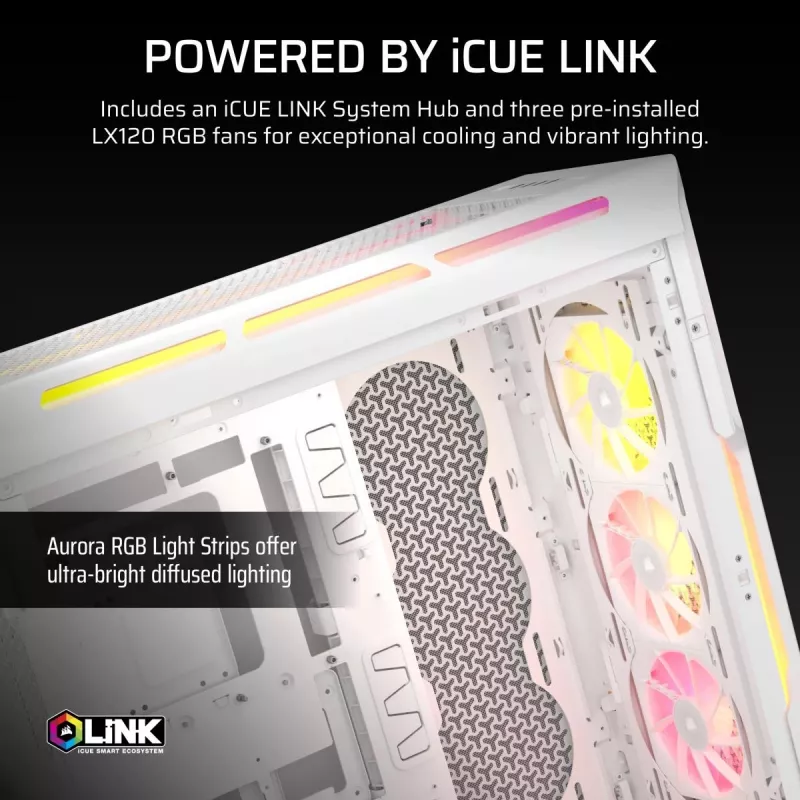 CORSAIR PC korpusas - Geh Midi 5000T LX RGB (grūdintas stiklas) baltas
