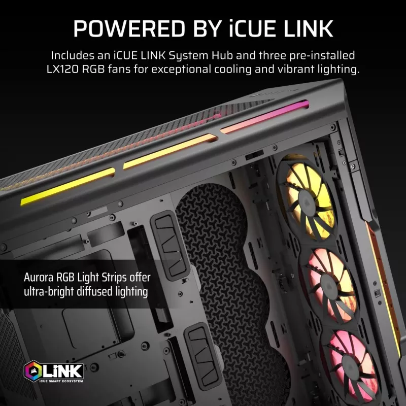 CORSAIR PC korpusas - Icue Link 5000t Lx RGB vidutinio bokšto aukštos kokybės